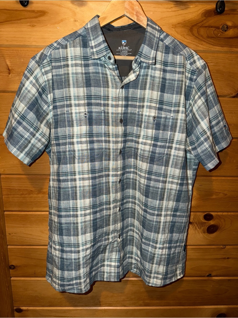 Kuhl Men's Short-Sleeve Plaid Button-Down Shirt - Blue & Gray